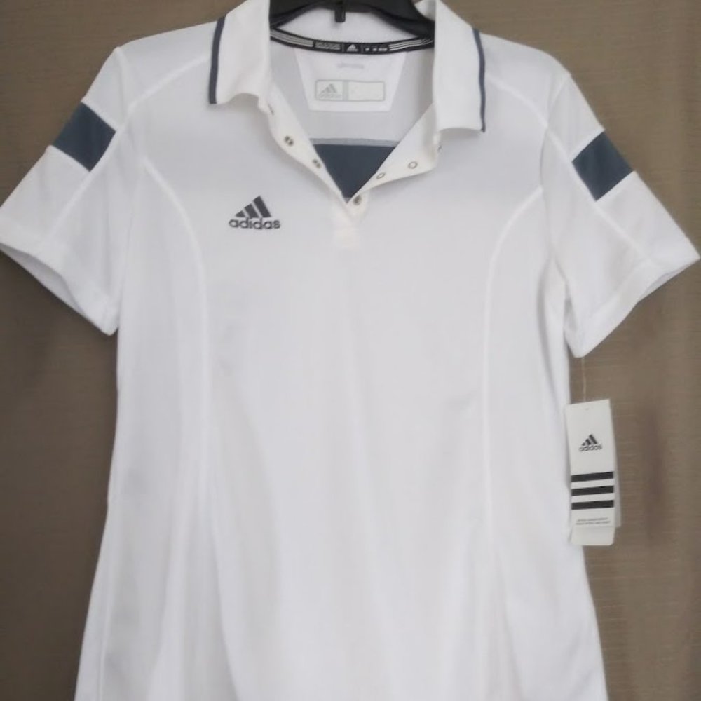 Adidas white and gray collard sport shirt